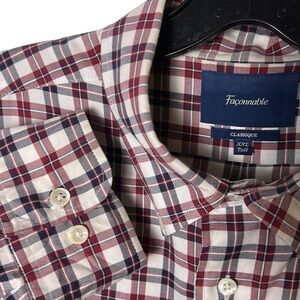 Faconnable checkered shirt,XXL,Tall,EC,cotton ,US made,quiet luxury,career,event